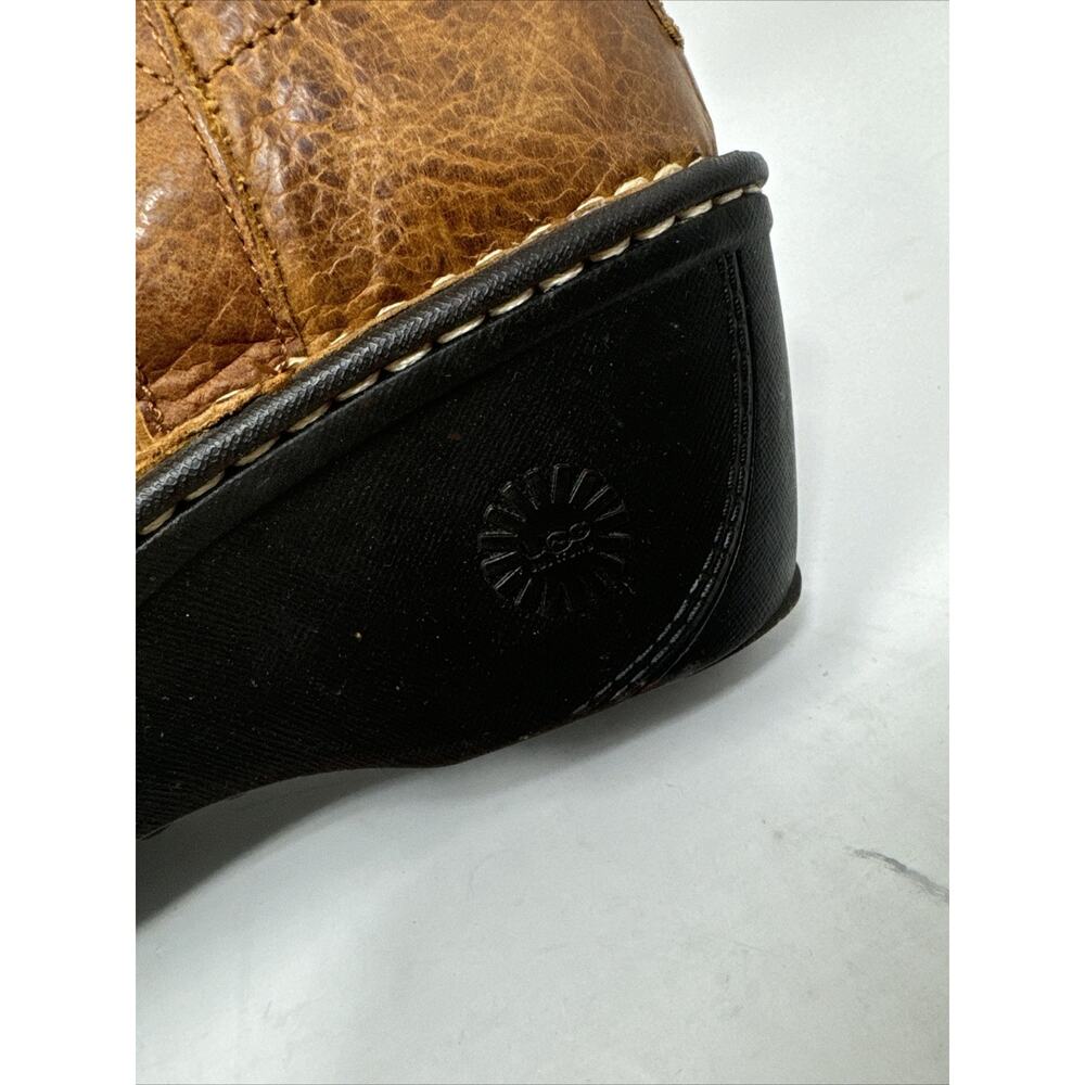 UGG Australia Hartley Brown Leather Shearling Lined Wedge Boot Women’s 8 - Picture 9 of 16